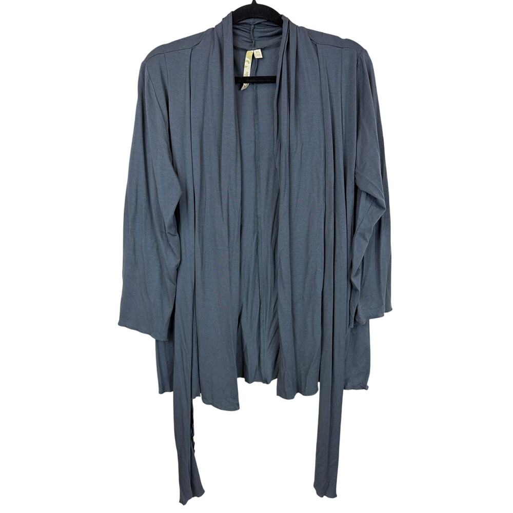Comfy USA Blue Grey Long Sleeve Tie Up Front Soft Sweater XL